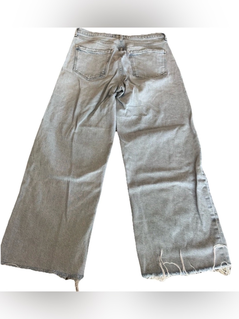 AGOLDE Women’s Size 30 Light Wash Wide Leg Distressed Hem Jeans Frayed Raw Denim - Picture 3 of 8